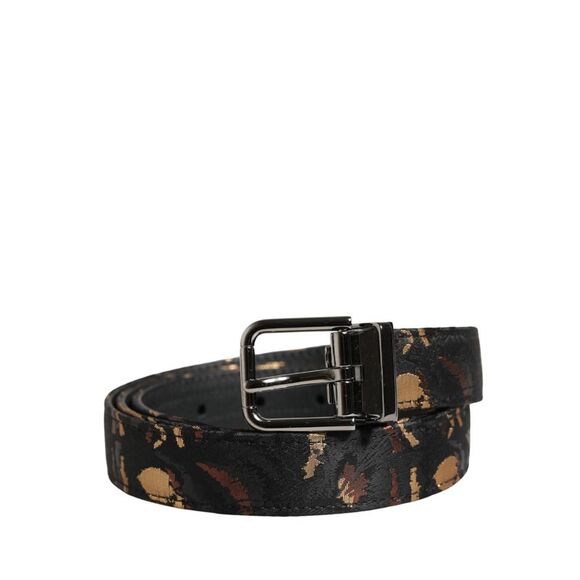 Dolce & Gabbana Multicolor Jacquard Silver Metal Buckle Women's Belt